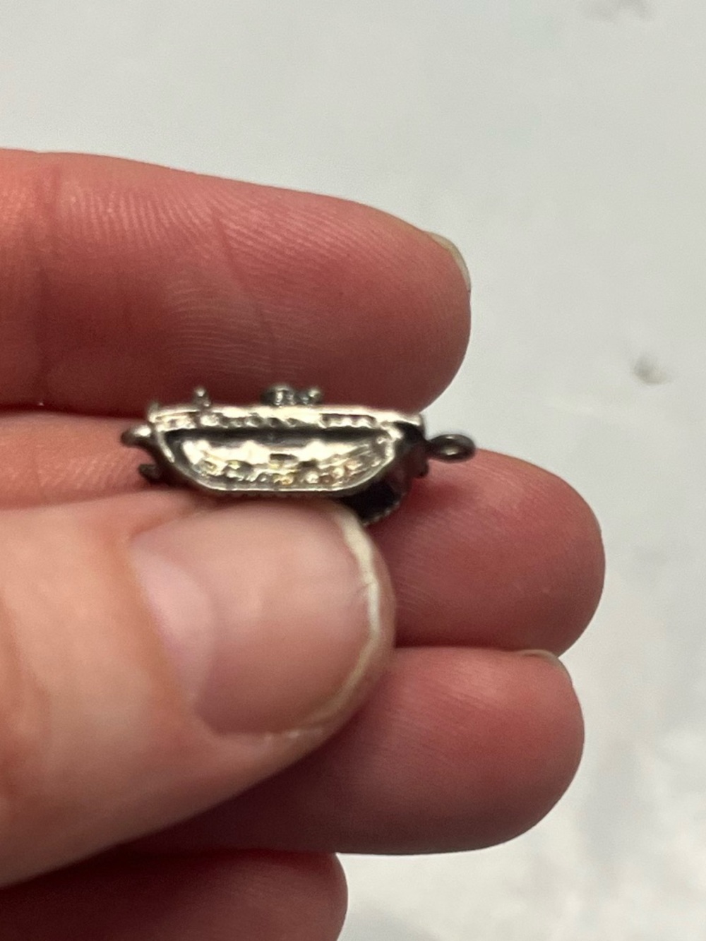 Vintage silver 1960s army tank chaarm